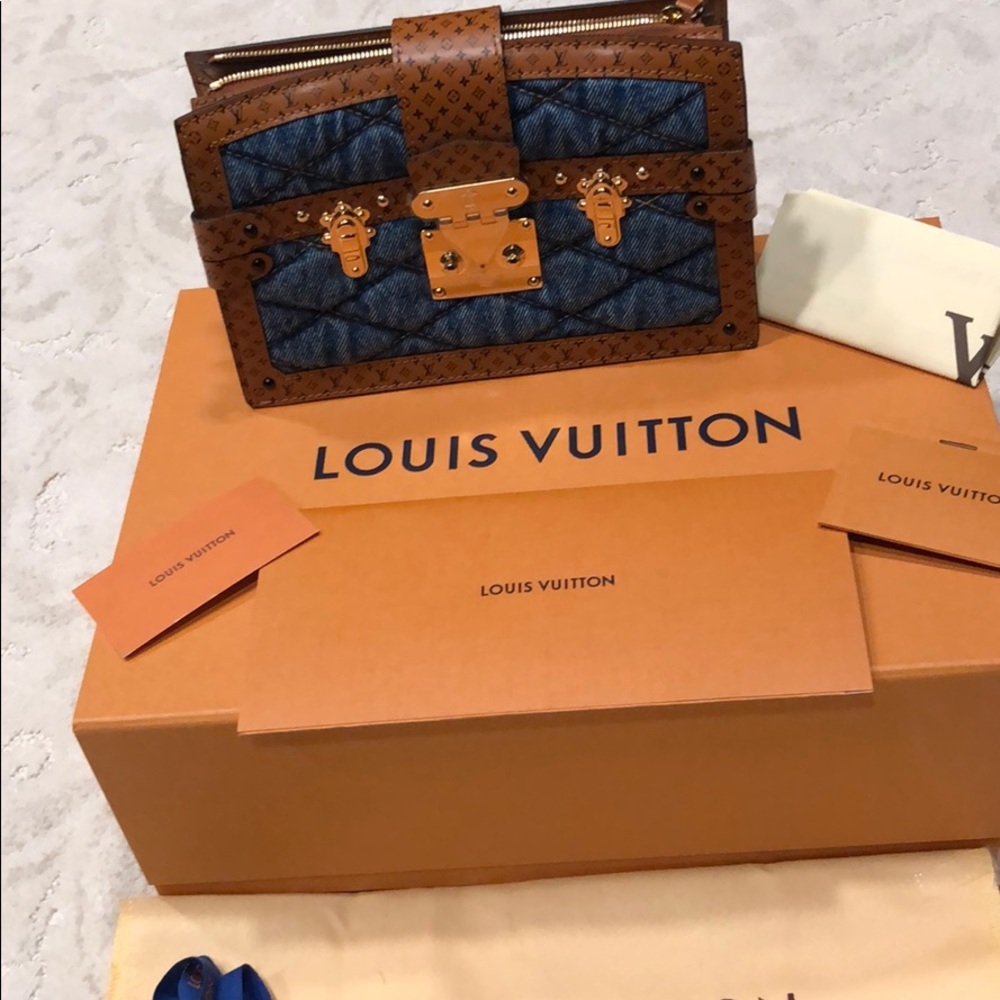 - NWT Rare Louis Vuitton Trunk Clutch Denim
